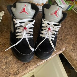 Jordan Sneakers - Black and Gray with Red Accents Black metallic Jordan 5s